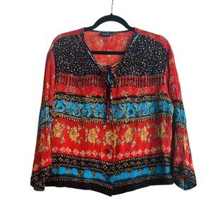 Vtg Carole Little Jacket • Women’s 10 • Beaded Colorblock Boho Hippie Designer